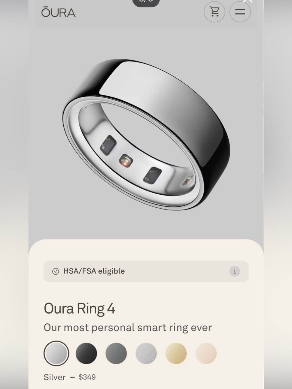 Oura Ring 4 Silver Size 9